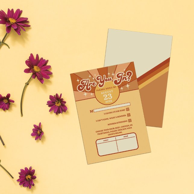 Retro Bold Neon Orange Pink Weding RSVP (Criador carregado)