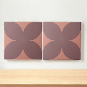 Retro Borgonha Terracotta Meio século Petal Floral
