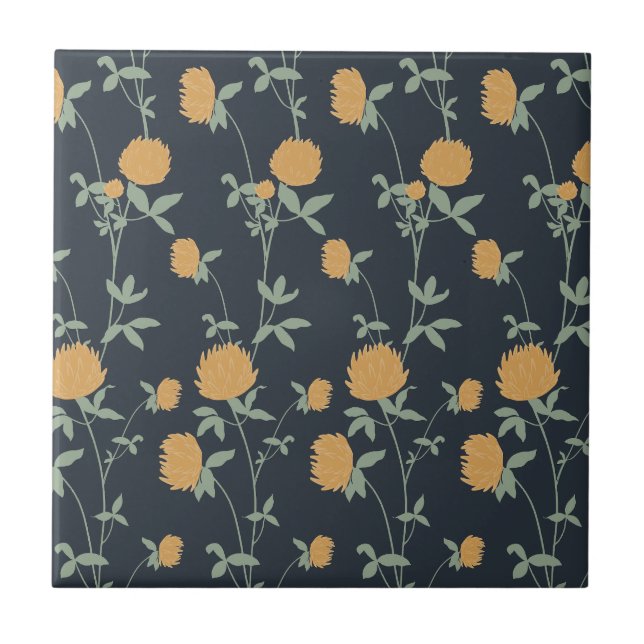 Retro Botanical Meadow Clover | Midnight Garden (Frente)