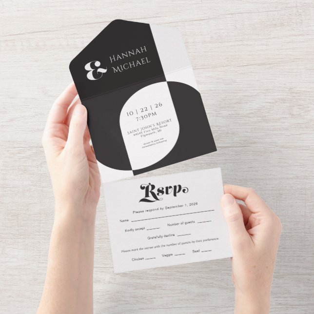 Retro Branco preto simples (Aba destacável)