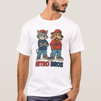 Retro Bros – Camiseta Básica Masculina Estilo Dese