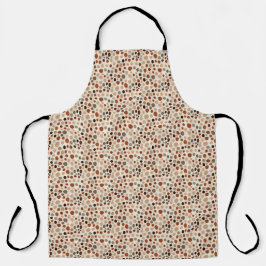 Retro Brown Dot Pattern All-Over Print Apron