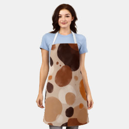 Retro Brown Dot Pattern All-Over Print Apron