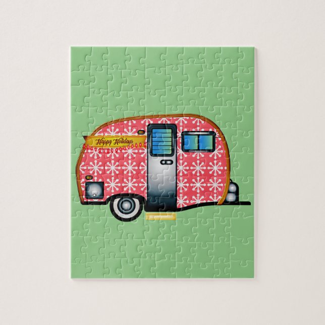 RETRO CAMPER TRAILER CHRISTMAS QUEBRA-CABEÇA (Vertical)