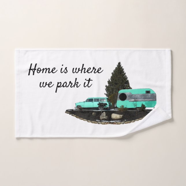 Retro Camping Car Trailer Toalha de Mão Nominal (Toalha de mão)