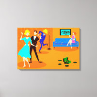 Retro Cartoon Cocktail Party - Canvas estendida