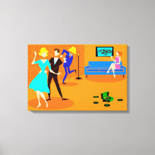 Retro Cartoon Cocktail Party - Canvas estendida