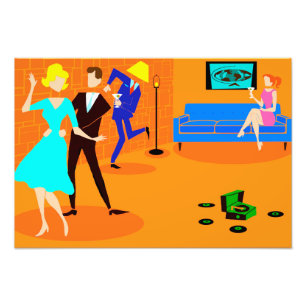 Retro Cartoon Cocktail Party Foto Alargamento