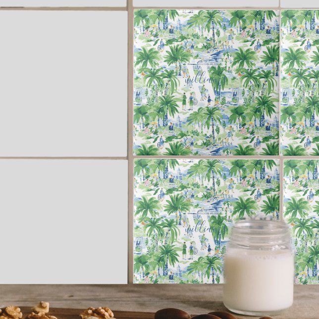 Retro Charleston Summer Pattern | Monograma (Criador carregado)