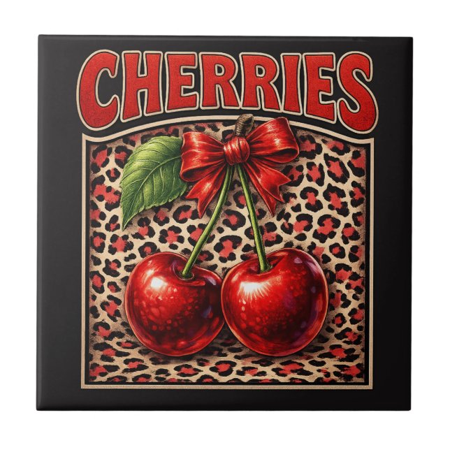 Retro Cherry Coquette Design de Laço Moderno no Le (Frente)