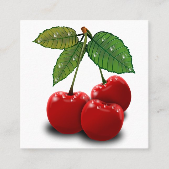 retro cherry quadrado cartão de visita (Frente)