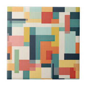 Retro Color Blocks Meio século Geométrico Moderno