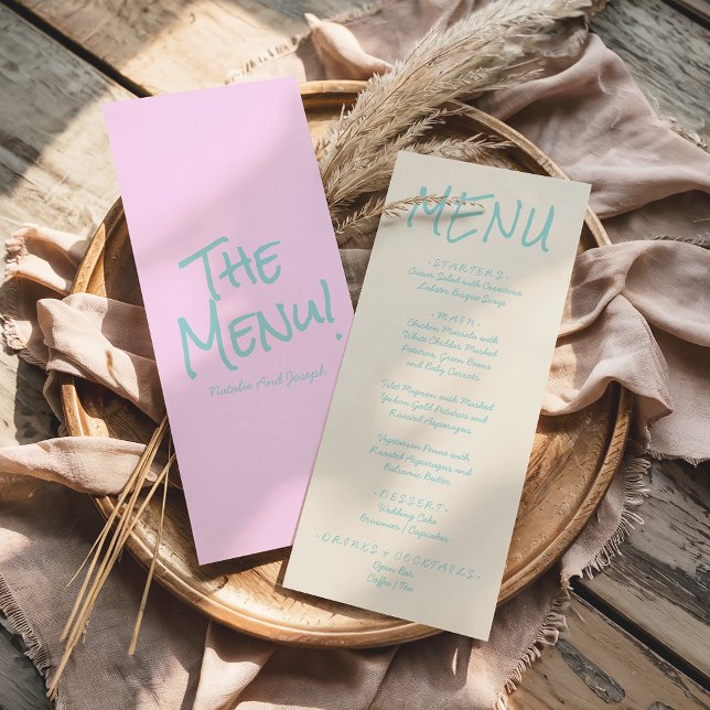 Retro Colorful Hand Written Pastel Wedding Menu  (Criador carregado)