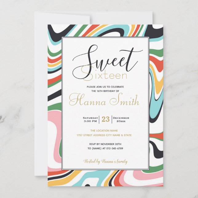 Retro Colorful Wavy Lines Modern Design (Frente)