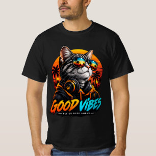 Retro Cool Cat – Camiseta de Rua Good Vibes