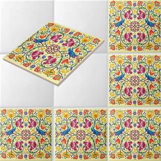 Retro Country Chickens In Flower Garden Pattern