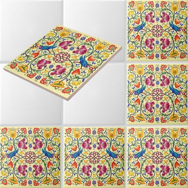 Retro Country Chickens In Flower Garden Pattern (Criador carregado)