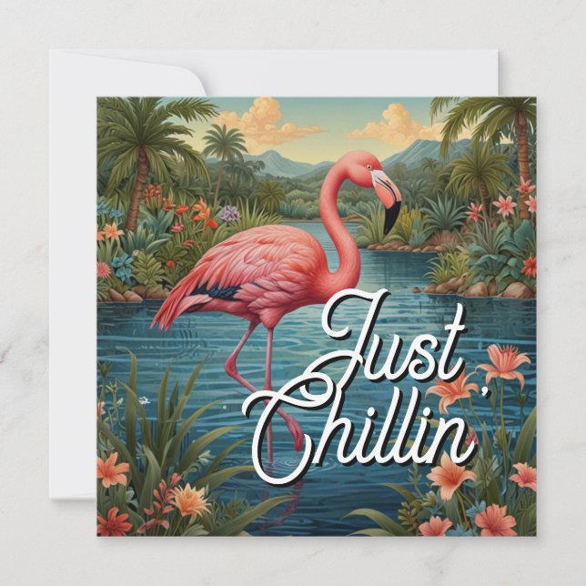 Retro cute pink flamingo tropical paradise   (Frente)
