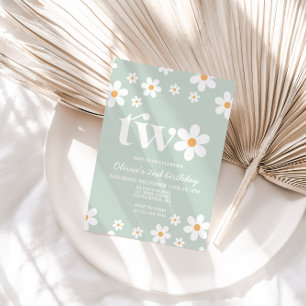 Retro Daisy 2 Convite para segundo aniversário Flo