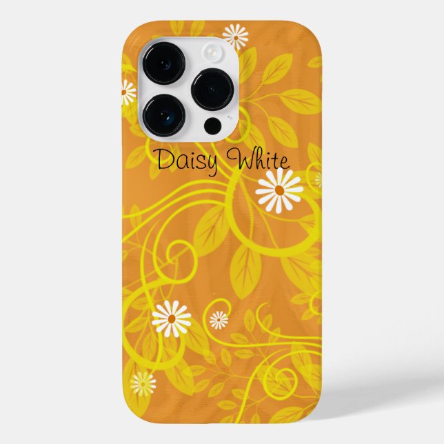 Retro Daisy e Filigre Amarelo sobre Laranja (Verso)