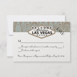 Retro Damask Floral Las Vegas Casamento RSVP