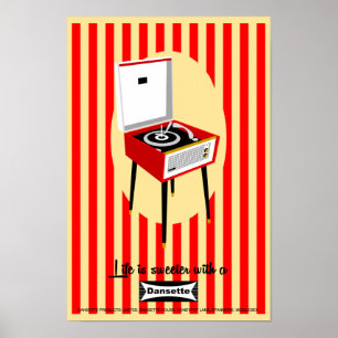 Retro Dansette player Pop Art poster