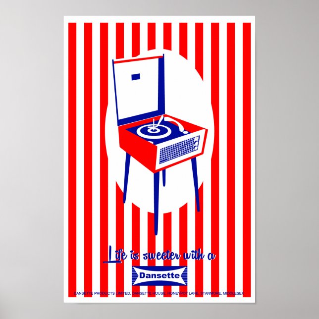Retro Dansette record player Pop Art poster (Frente)