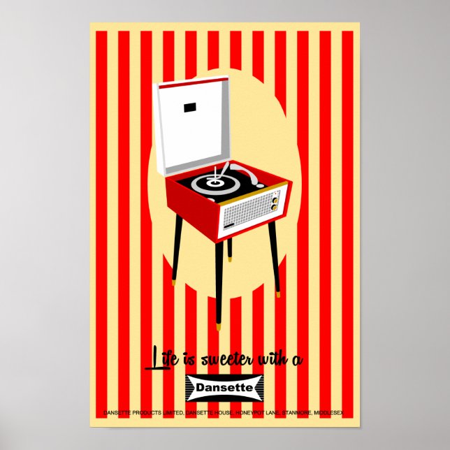 Retro Dansette record player Pop Art poster (Frente)