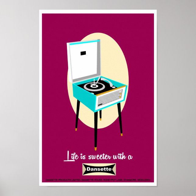Retro Dansette record player Pop Art poster (Frente)