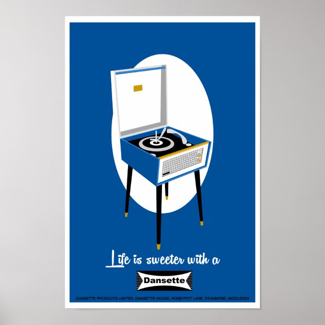 Retro Dansette record player Pop Art poster (Frente)
