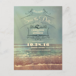 Retro de casamento de praia salve cartões postais