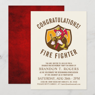 Retro de Combatente de Fogo   Convite de Festa de 