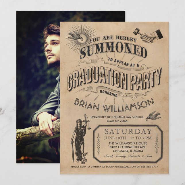 Retrô de Convite à Licença para Licenciatura na Fa (Frente/Verso)