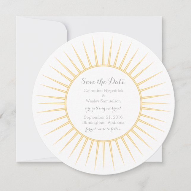 Retro de Deco Amarelo Salve a Data Convite (Frente)