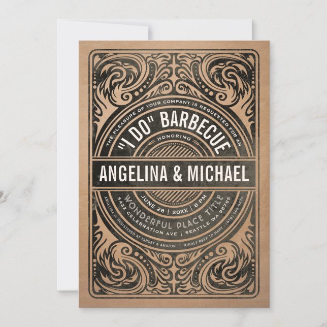 Retro Deco I Fazer CHURRASCOS Convites Kraft (Frente)