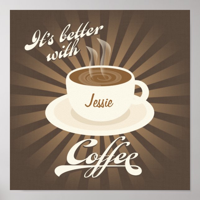 Retro Dinheiro Poster melhor com café (Frente)