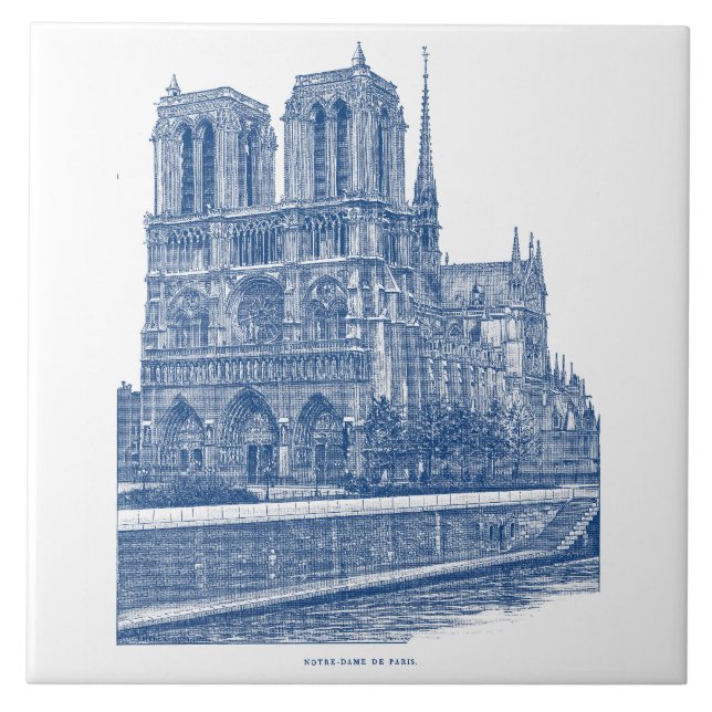 Retro Elegante Notre Dame de Paris Indigo Blue (Frente)
