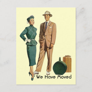 Retro embalado acima dos nós movemos o anúncio do