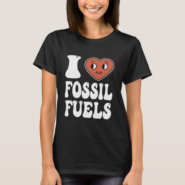 Retro Eu Amo Combustíveis Fósseis Camisas Homens M (Frente)