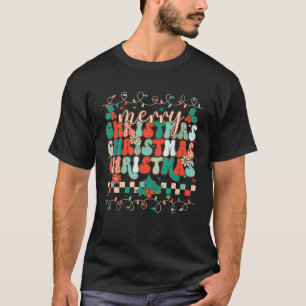 Retro Feliz Natal Camisa Luzes de Natal