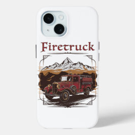 Retro fire engine mountain range