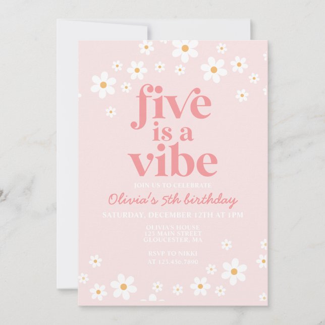 Retro Five é um Convite de Aniversário de 5 anos V (Frente)