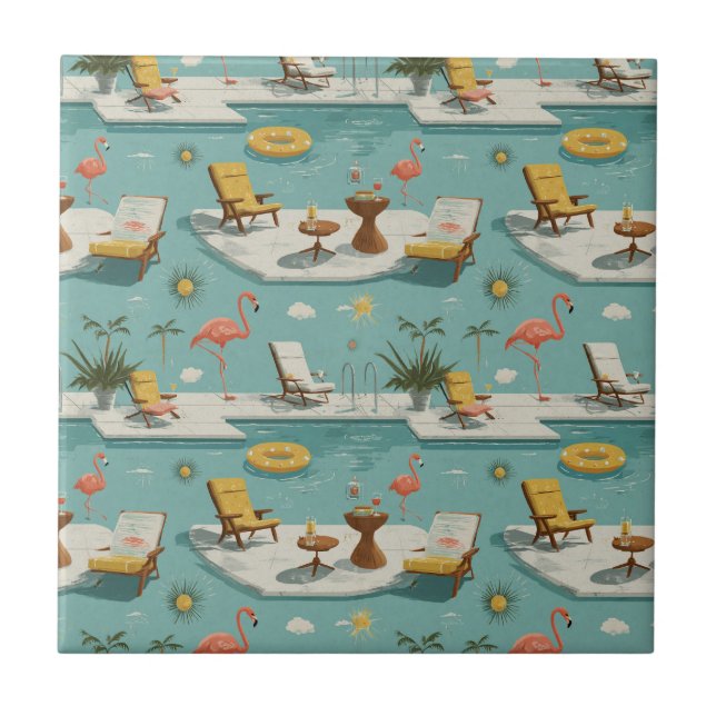 Retro Flamingo Poolside Summer Pattern (10) (Frente)
