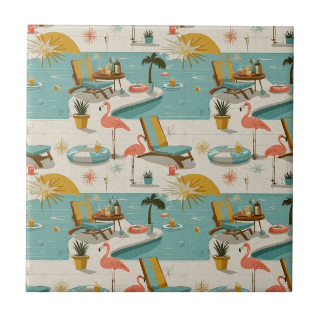 Retro Flamingo Poolside Summer Pattern (8) (Frente)