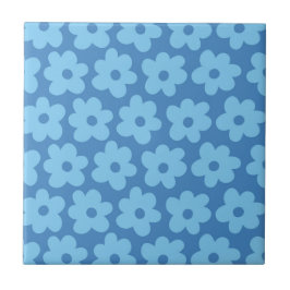 Retro Floral Azul Whimsical, Cheerful, Preppy