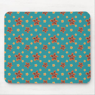 Retro Floral, Bolinhas no Mousepad de Vidro Teal
