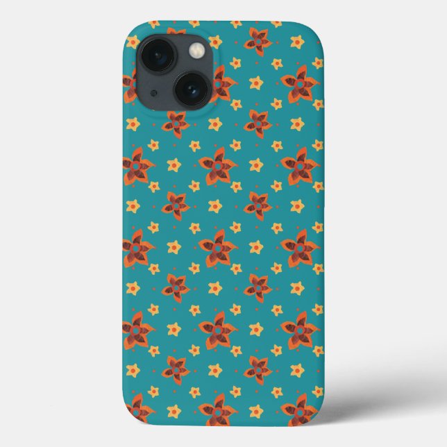 Retro Floral e Polkas no Mini Caso Teal iPad (Verso)