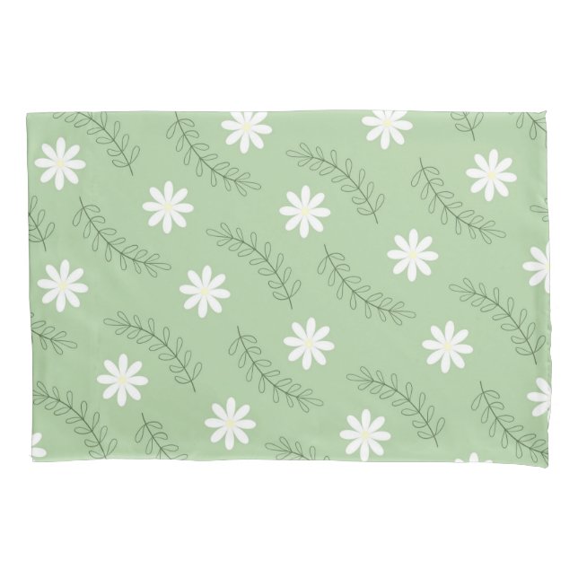 Retro Floral Verde Sage Whimsical, Cheio (Frente)