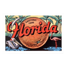 Retro Florida Orange Poster Impressão