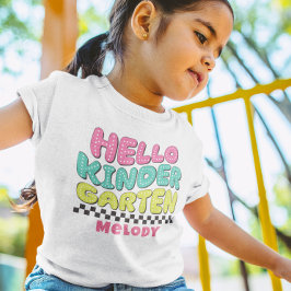 Retro fofo de volta à camiseta do jardim de infânc